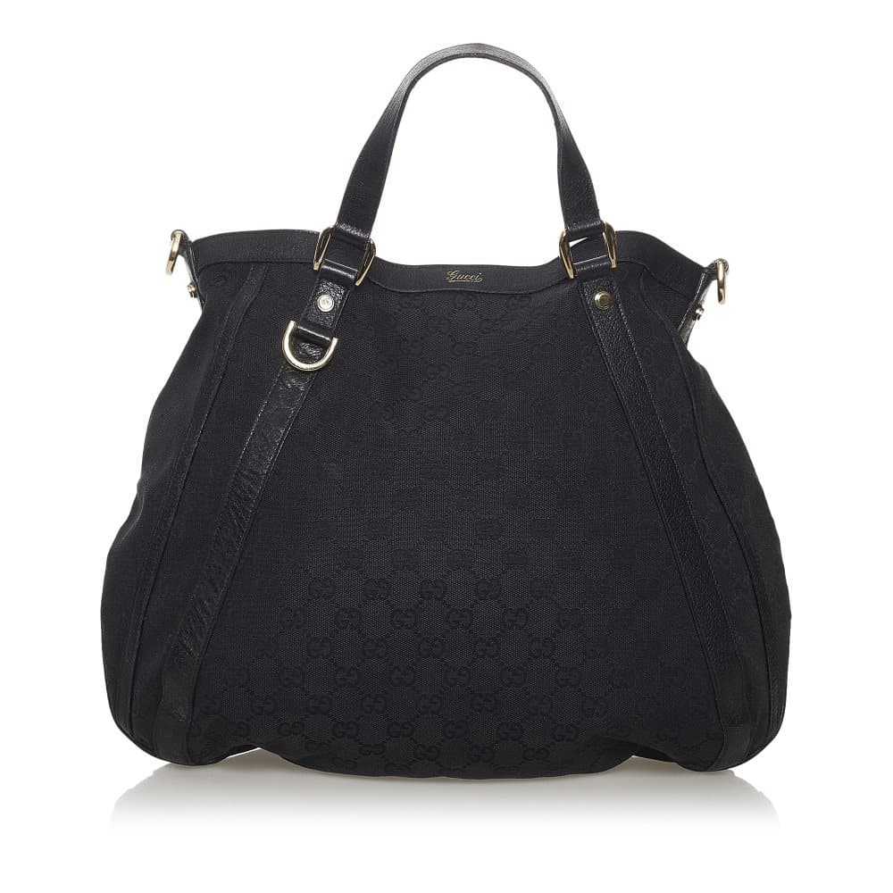 Pre-owned Gucci GG Canvas Abbey Convertible Tote Bag Black