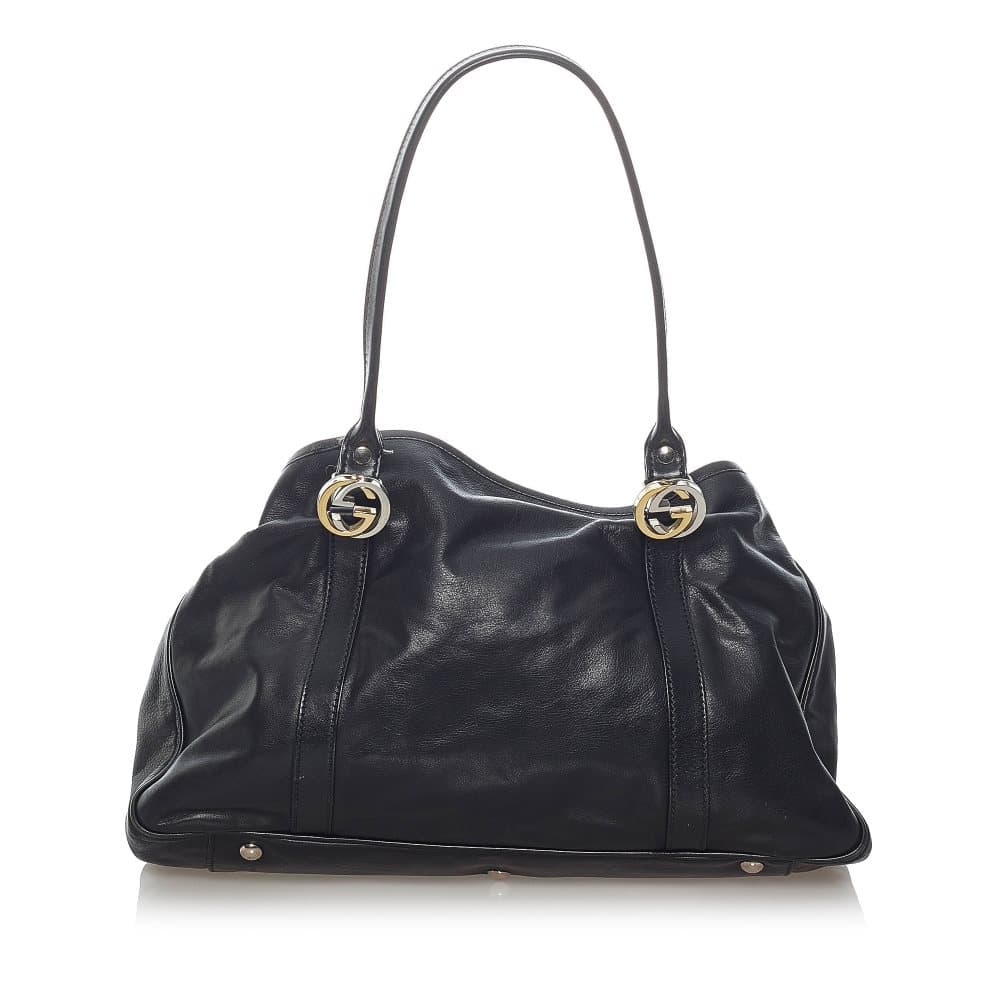 Pre-owned Gucci Twin Leather Tote Bag Black