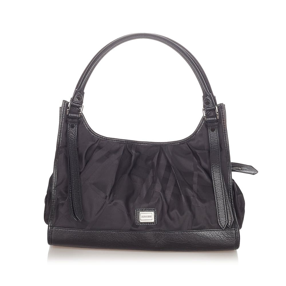 Pre-owned Burberry Smoke Check Nylon Tote Bag Black