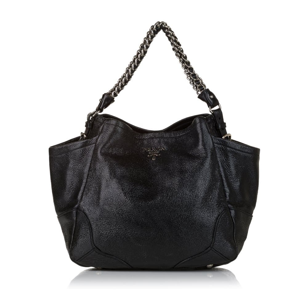 Pre-owned Prada Cervo Lux Tote Bag Black