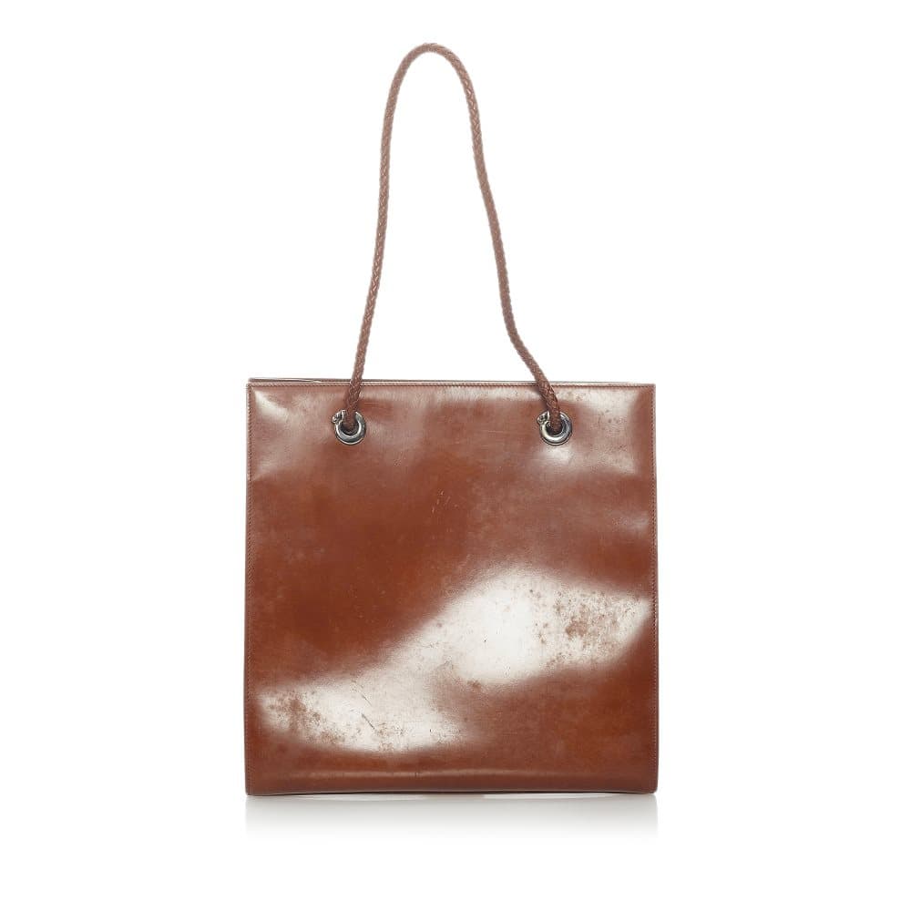 Pre-owned Cartier Panthere Leather Tote Bag Brown