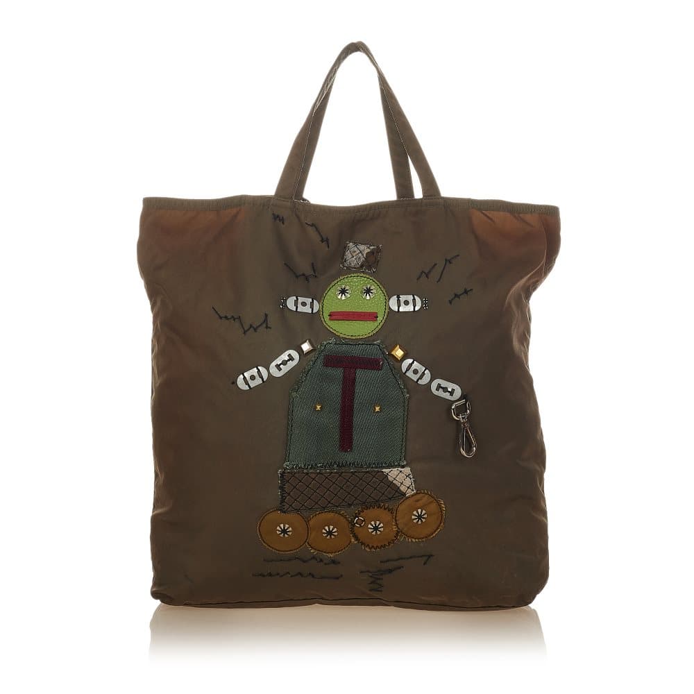 Pre-owned Prada Tessuto Robot Tote Bag Brown