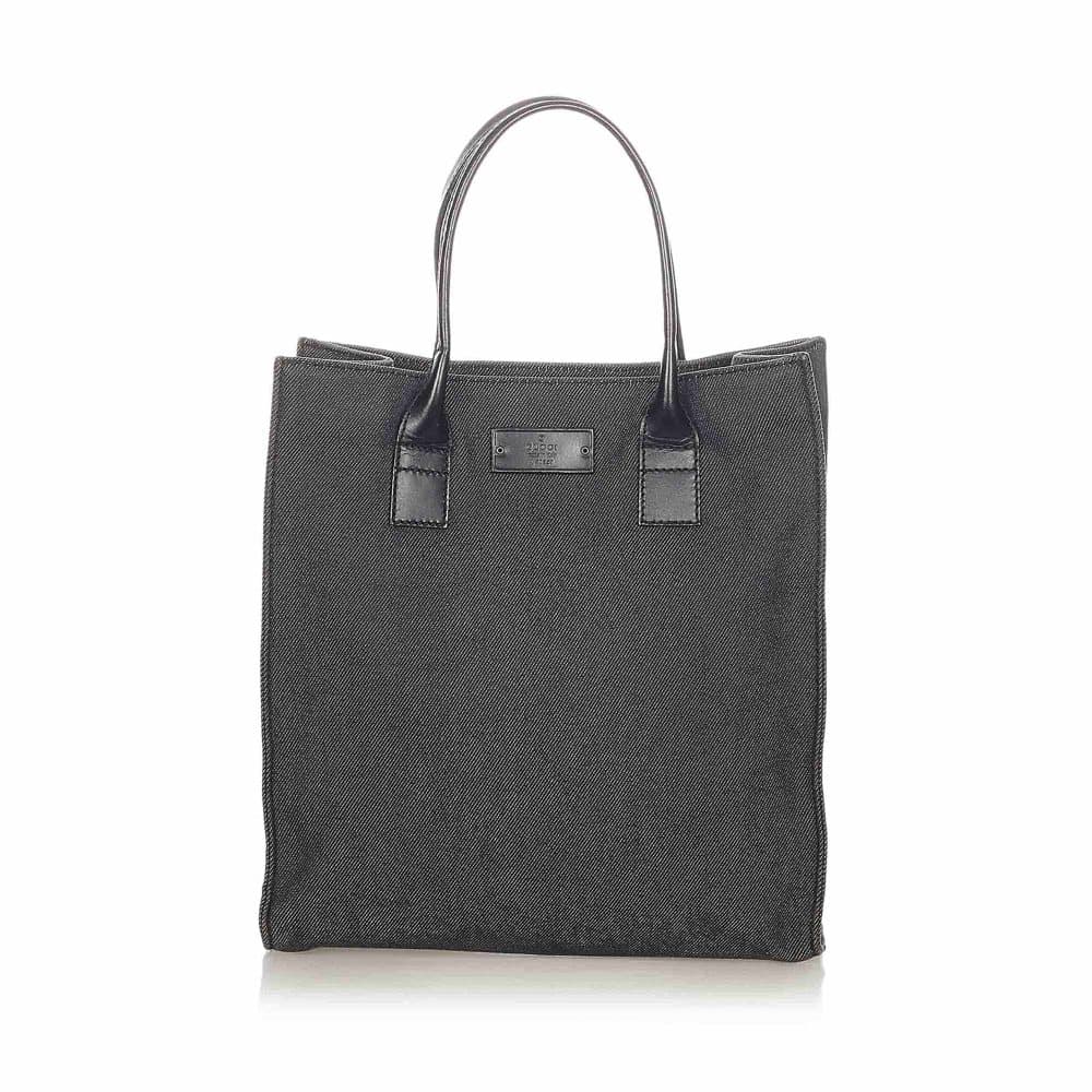 Pre-owned Gucci Denim Tote Bag Gray