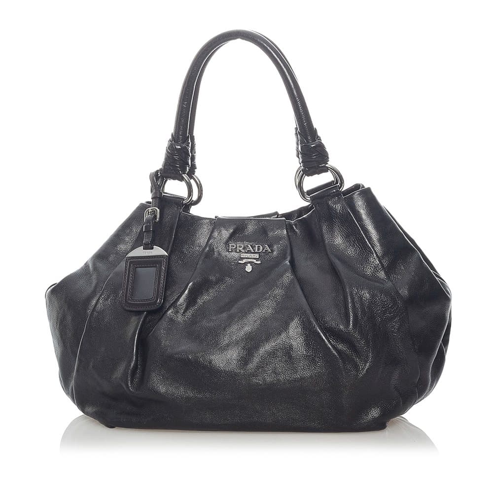 Pre-owned Prada Vitello Daino Leather Tote Bag Black