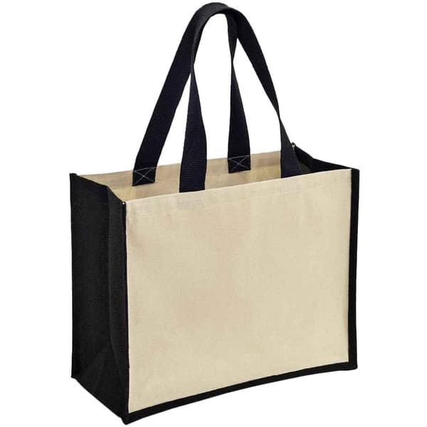 Brand Lab Jute Canvas Shopper Natural/Black One Size