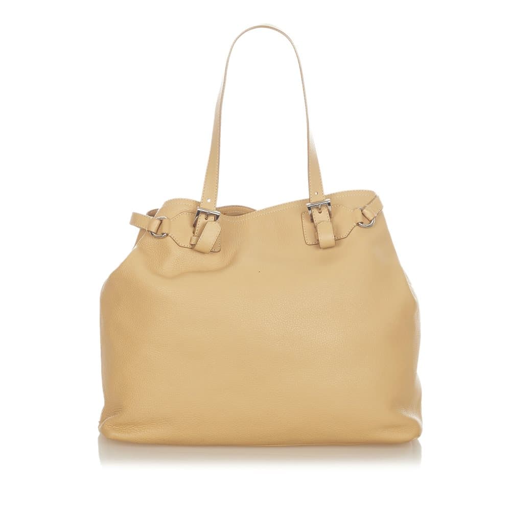 Pre-owned Prada Vitello Daino Tote Bag Brown