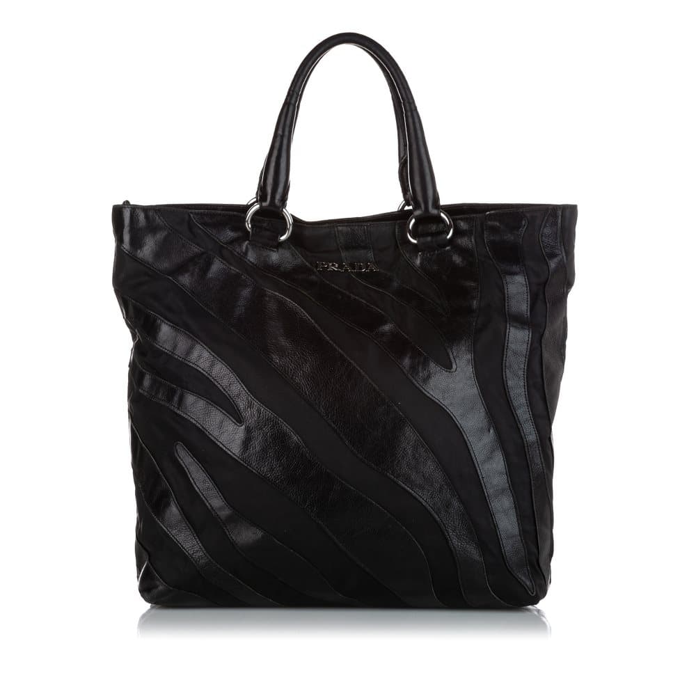 Pre-owned Prada Tessuto Nappa Waves Tote Bag Black
