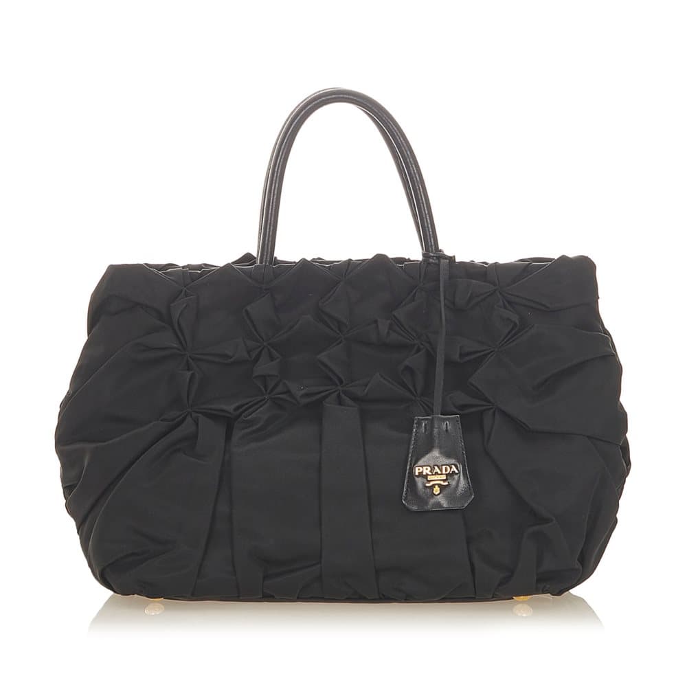 Pre-owned Prada Gathered Tessuto Tote Bag Black