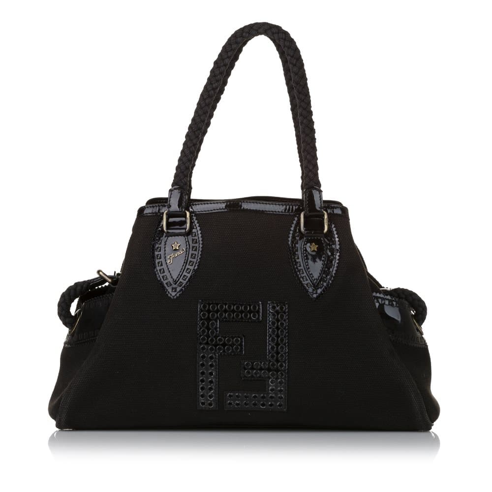 Pre-owned Fendi Etniko Canvas Tote Bag Black