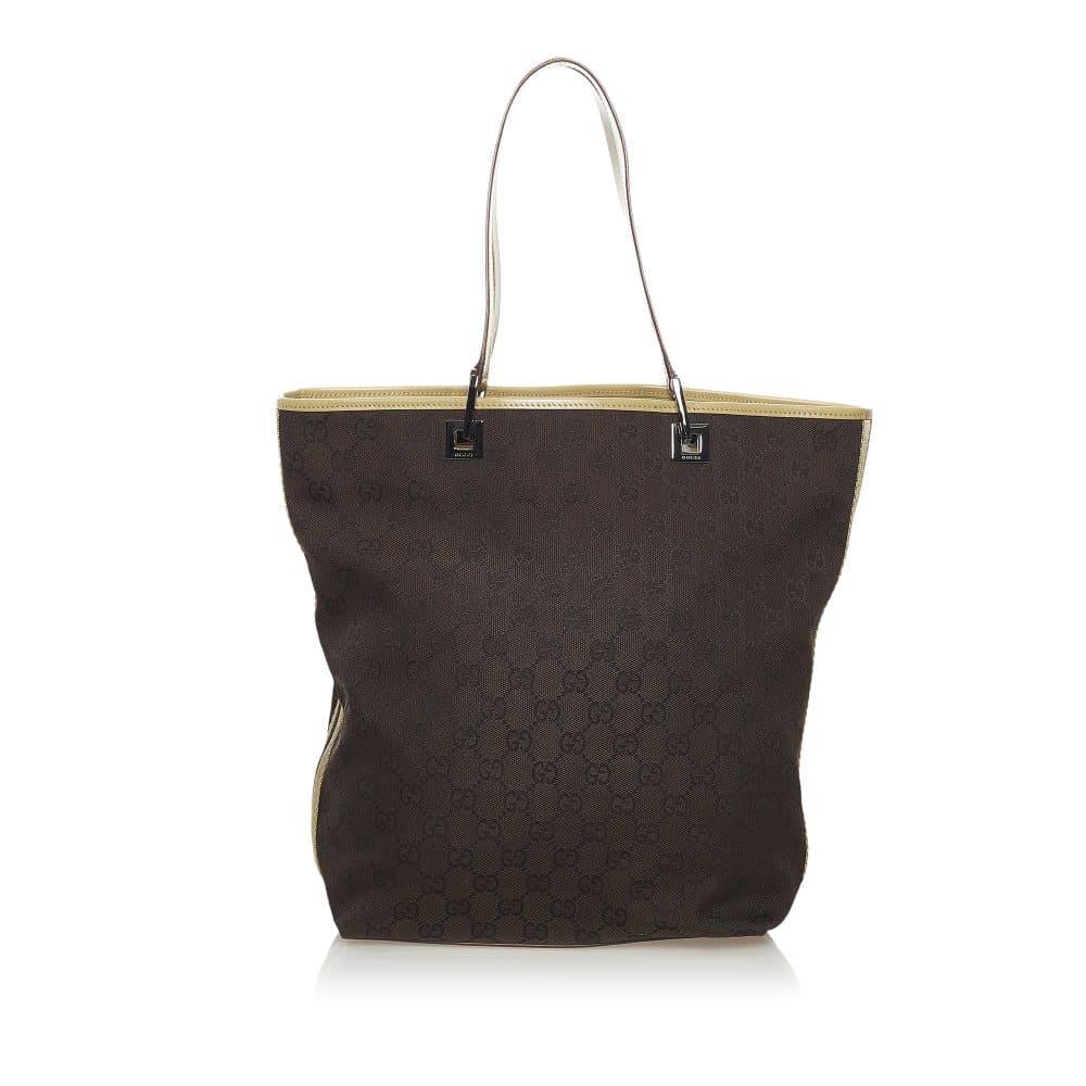 Pre-owned Gucci GG Canvas Web Tote Bag Brown