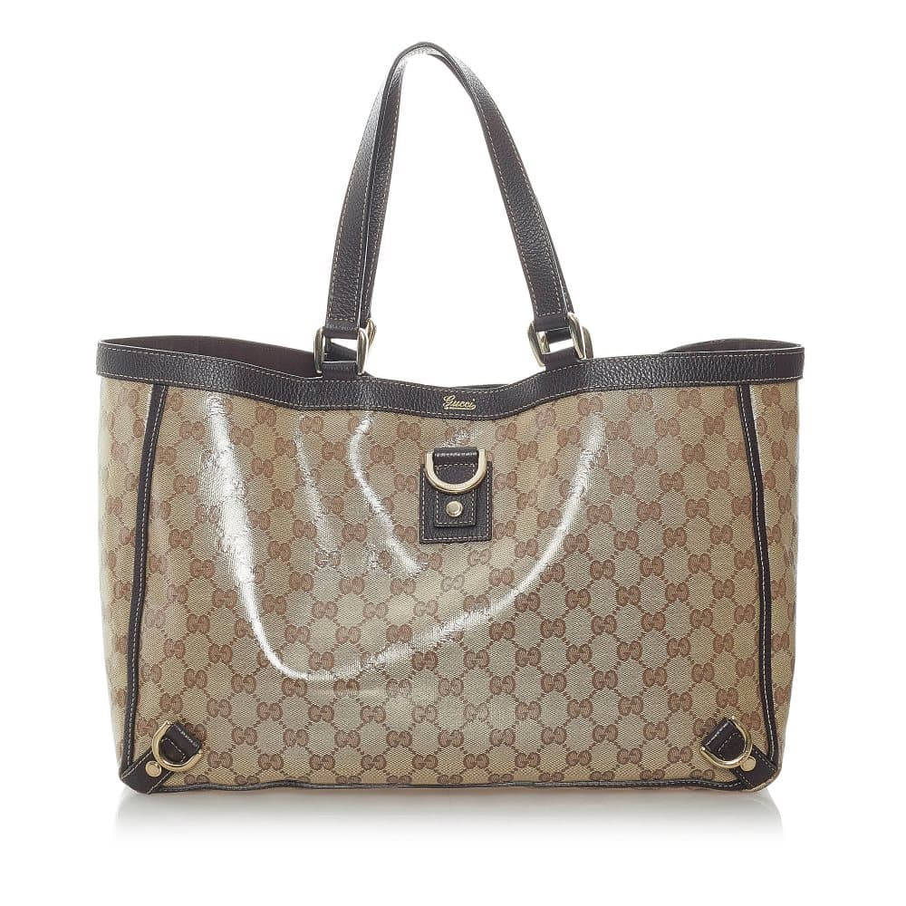 Pre-owned Gucci GG Crystal Abbey D-Ring Tote Bag Brown