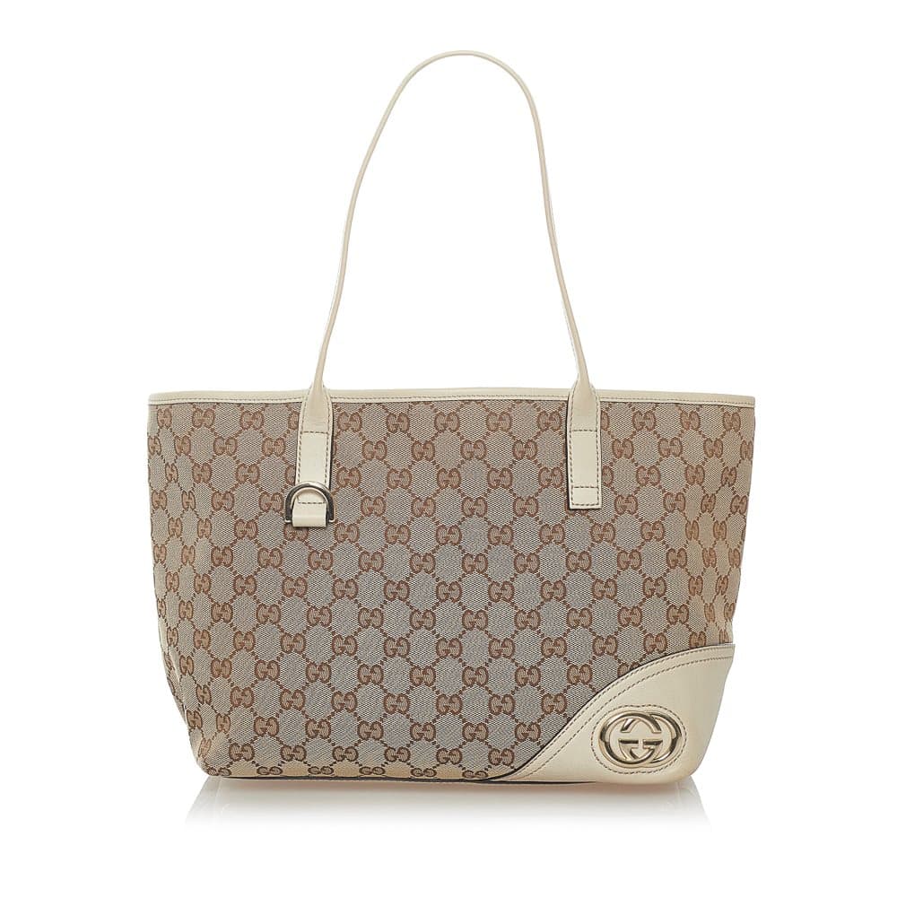 Pre-owned Gucci GG Canvas New Britt Tote Bag Brown