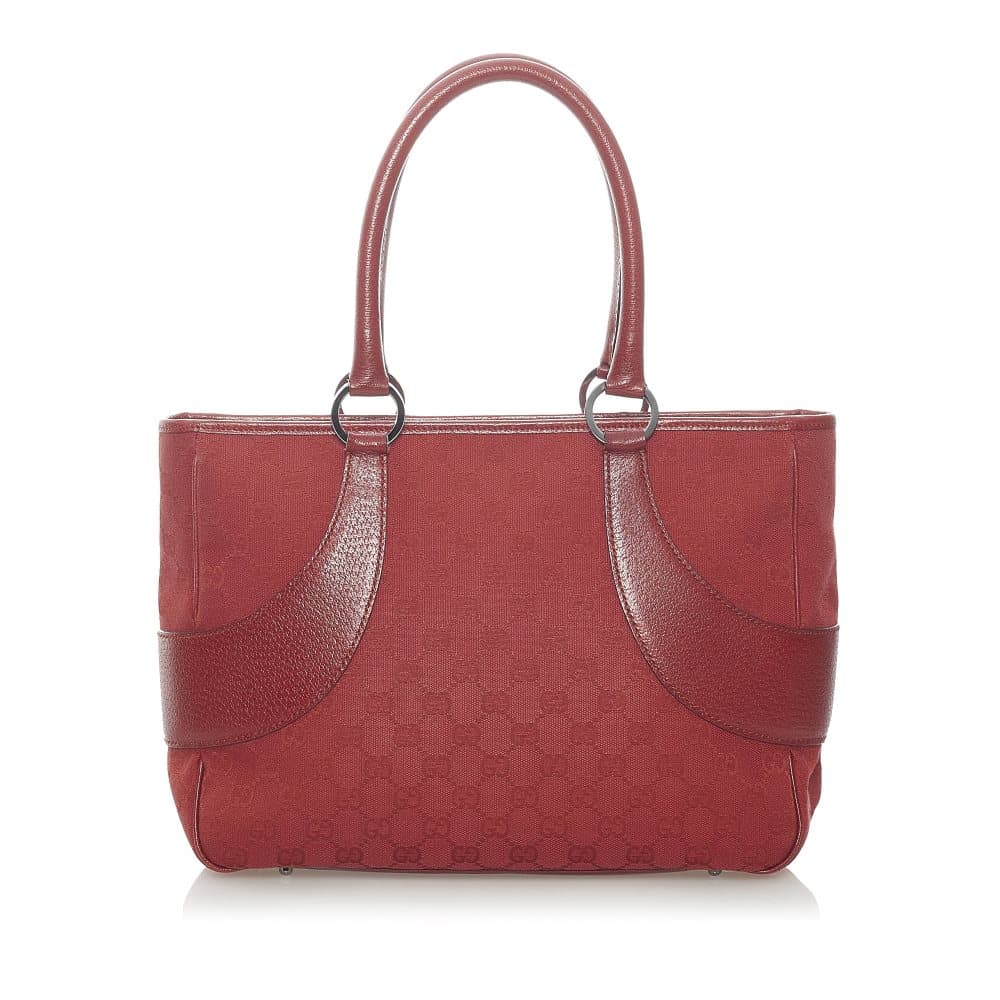Pre-owned Gucci GG Canvas Tote Bag Red