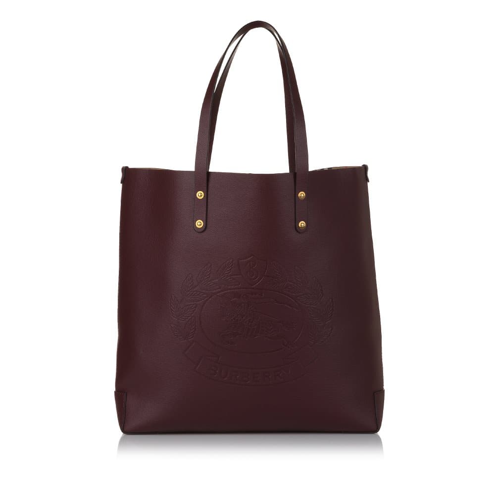 Pre-owned Burberry Leather Tote Bag Red