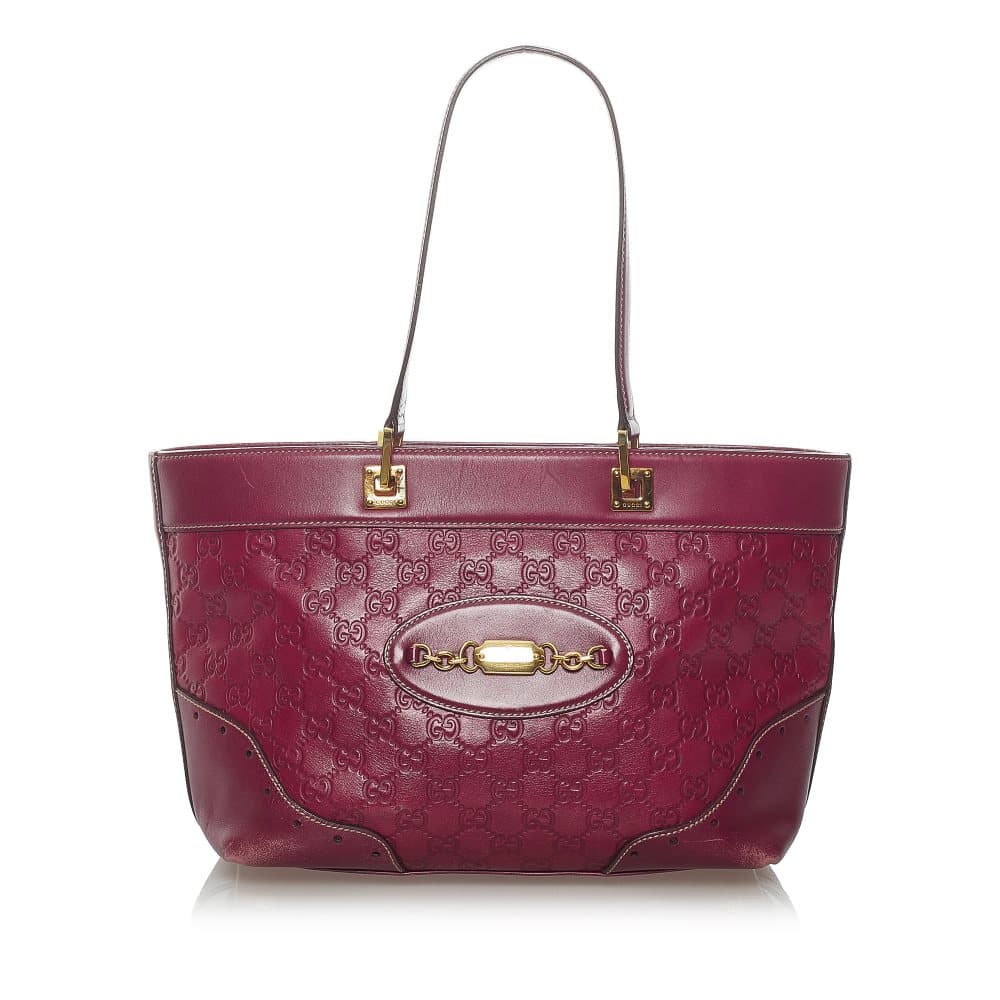 Pre-owned Gucci Guccissima Punch Tote Bag Red