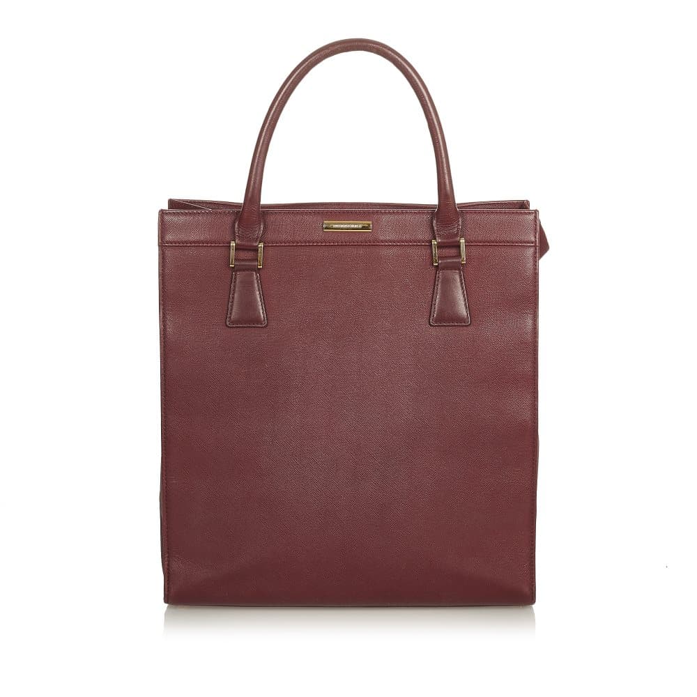 Pre-owned Burberry Leather Tote Bag Red