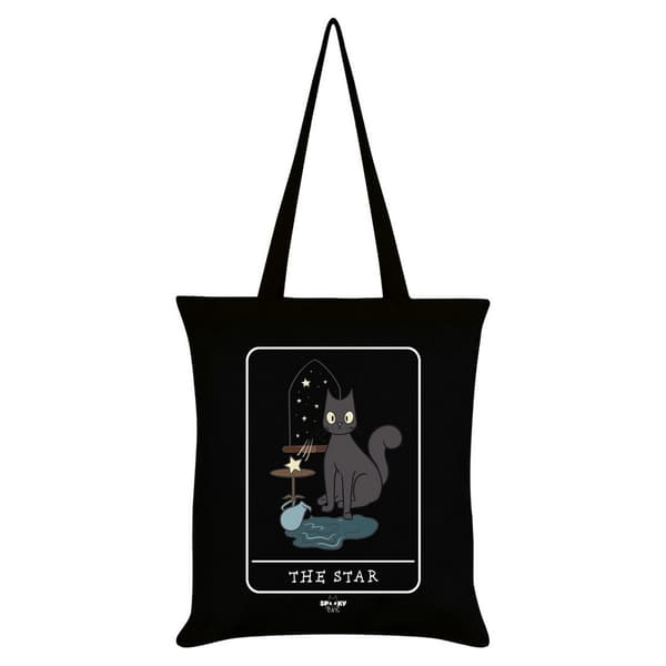 Spooky Cat The Star Tarot Tote Bag Black/White One Size