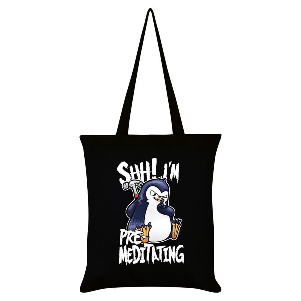 Psycho Penguin Shh! Jag är pre-mediterande Tote Bag