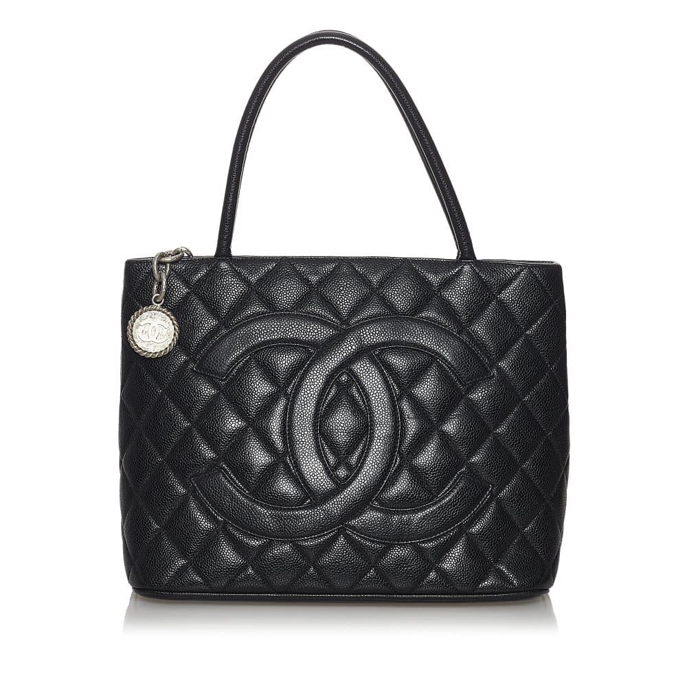 Pre-owned Chanel Medallion Caviar Leather Tote Bag Black