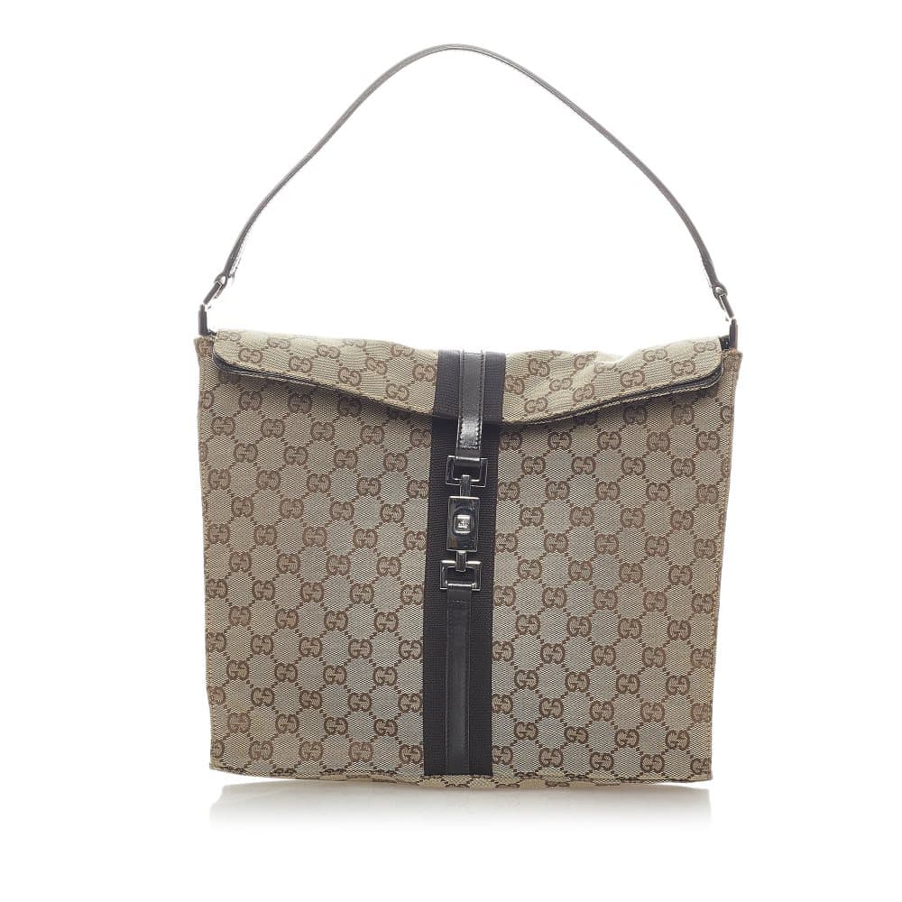 Pre-owned Gucci GG Canvas Jackie Tote Bag Brown