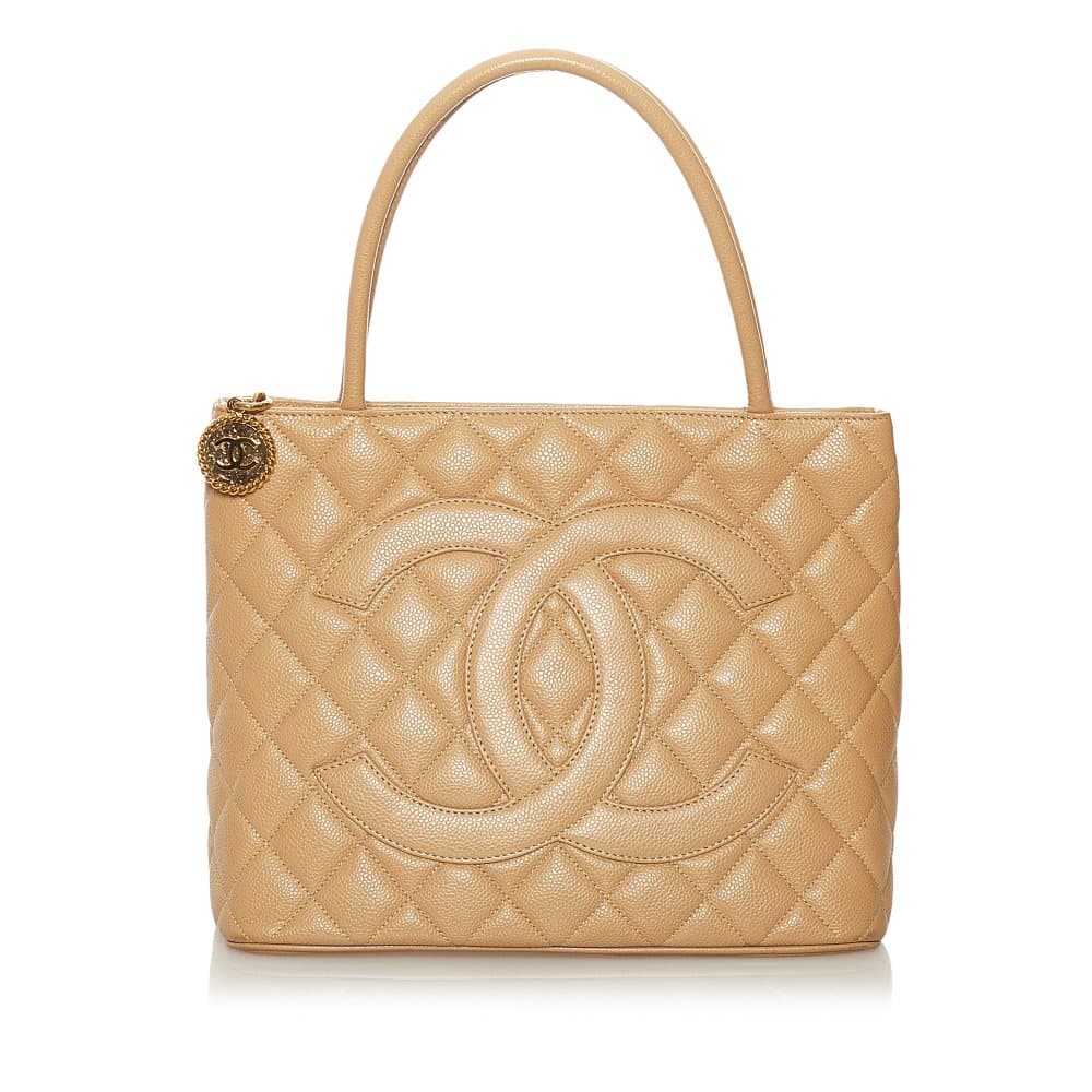 Pre-owned Chanel Medallion Caviar Leather Tote Bag Brown