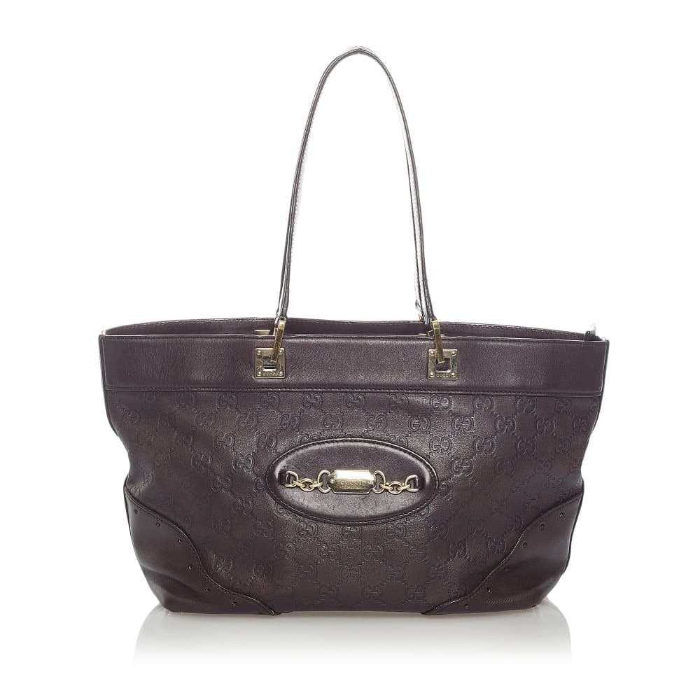 Pre-owned Gucci Guccissima Punch Tote Bag Brown