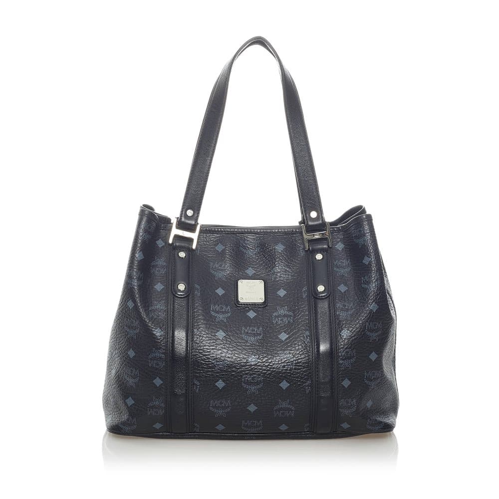 Pre-owned MCM Visetos Leather Tote Bag Black
