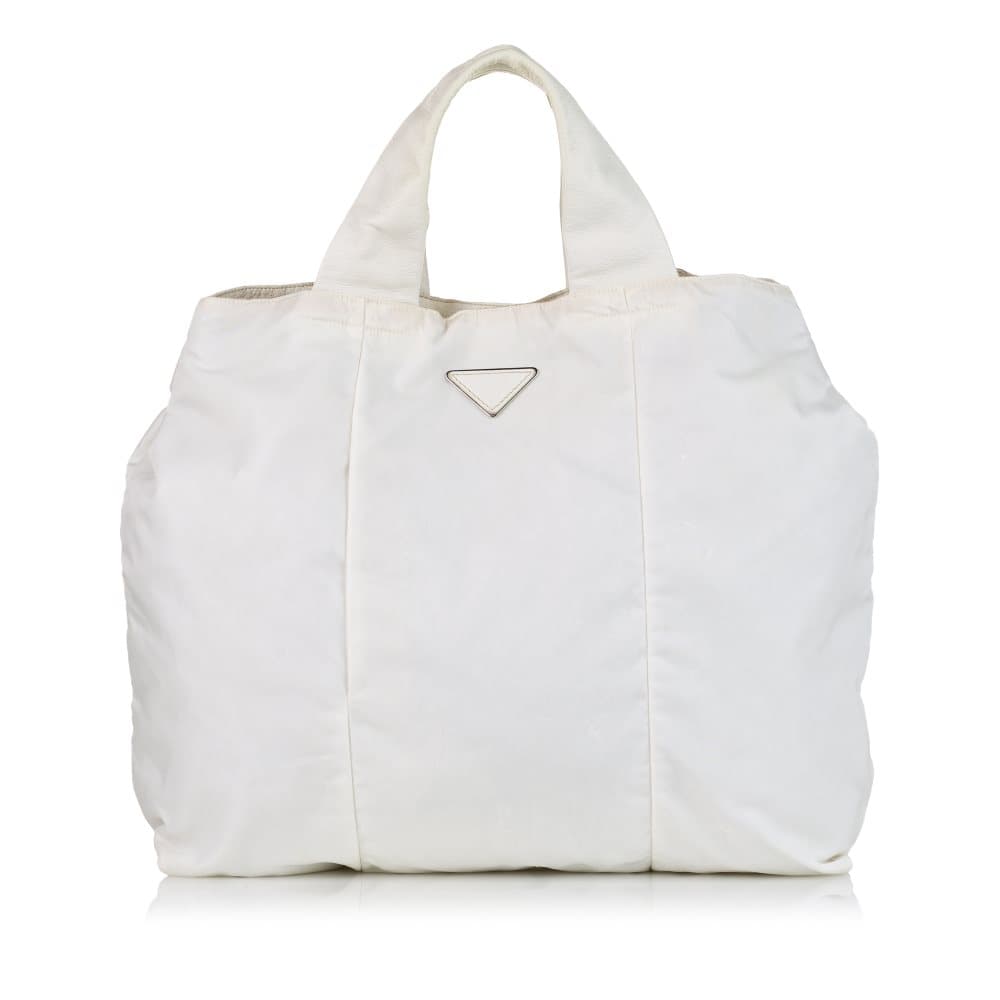 Pre-owned Prada Tessuto Tote Bag White