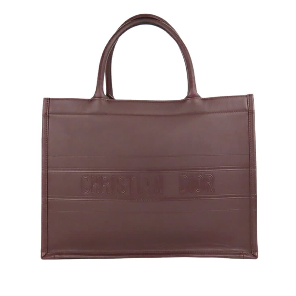 Pre-owned Dior Book Leather Tote Bag Red