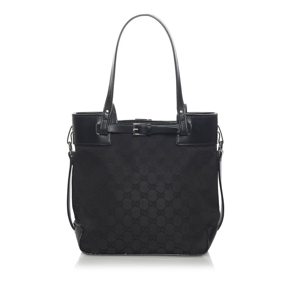Pre-owned Gucci GG Canvas Belt Tote Bag Black