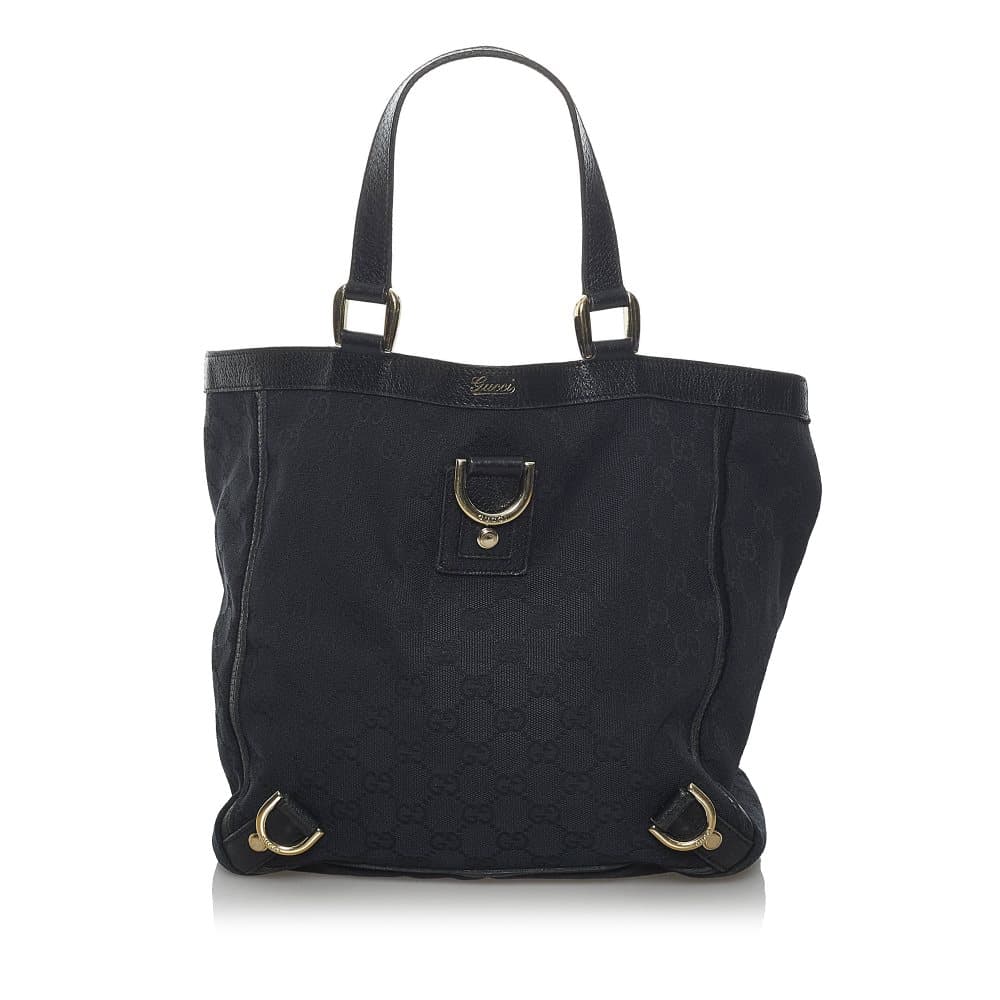 Pre-owned Gucci GG Canvas Abbey D-Ring Tote Bag Black