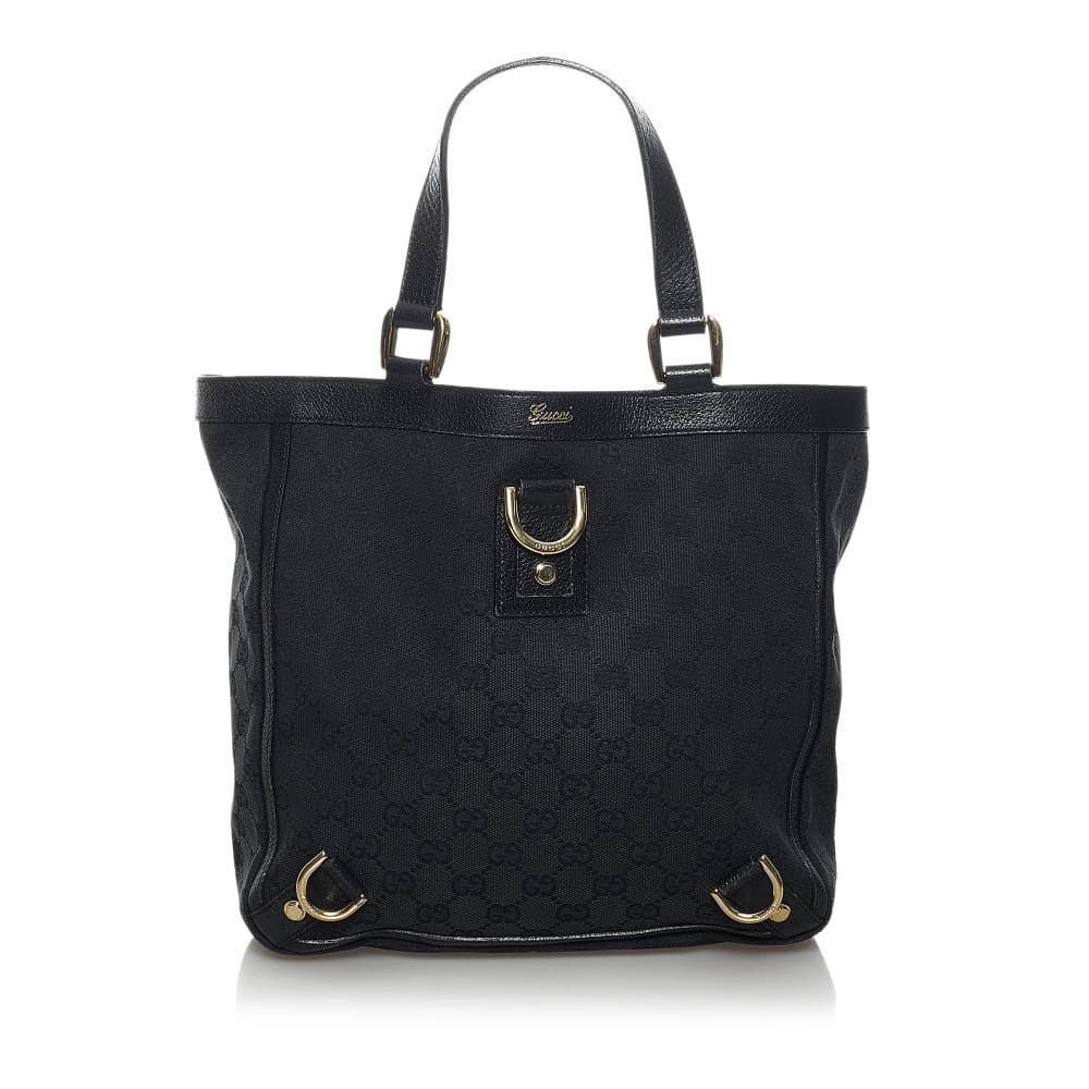 Pre-owned Gucci GG Canvas Abbey D-Ring Tote Bag Black