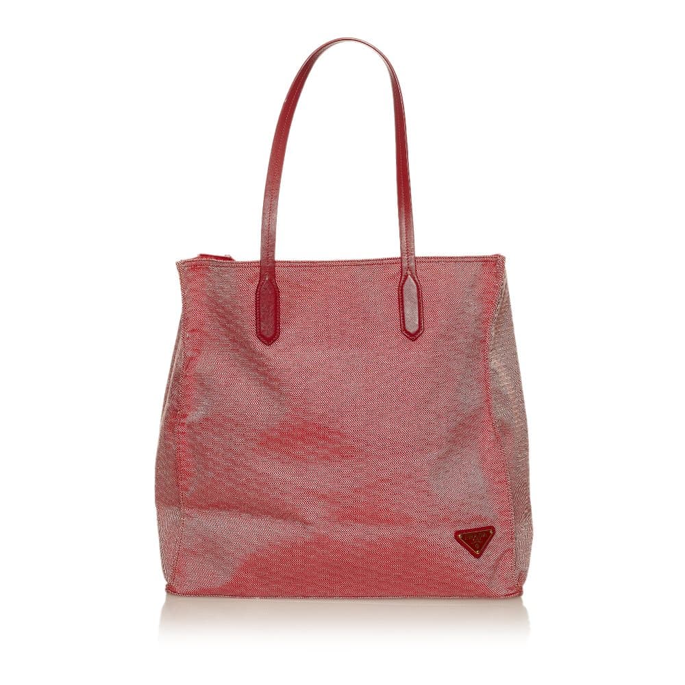 Pre-owned Prada Canvas Tote Bag Red