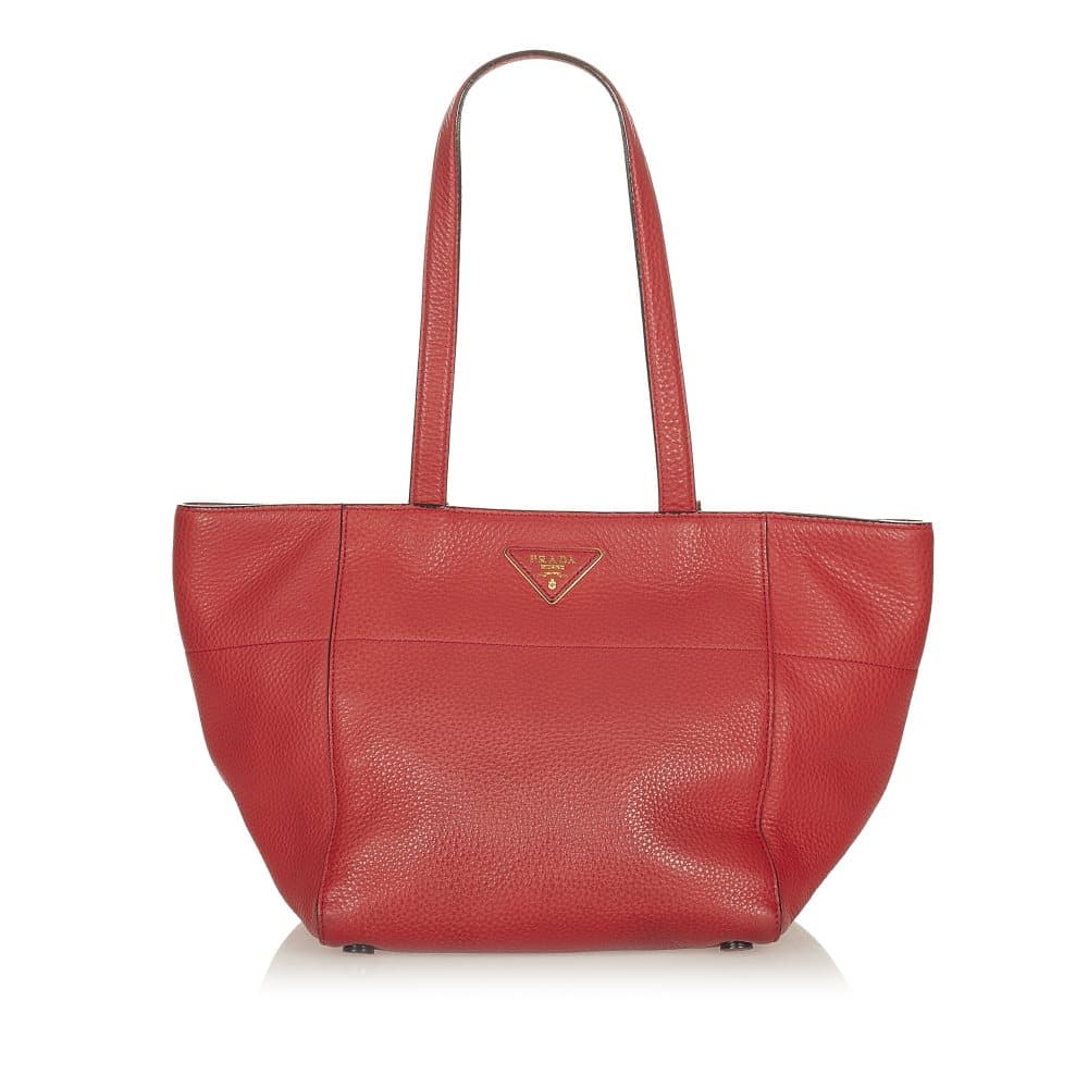 Pre-owned Prada Vitello Daino Tote Bag Red