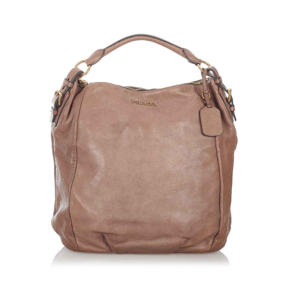 Pre-owned Prada Vitello Daino Tote Bag Brown