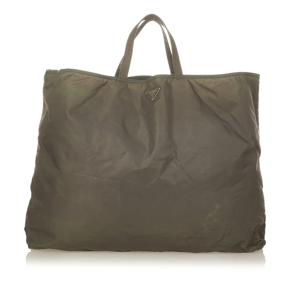 Pre-owned Prada Tessuto Tote Bag Green