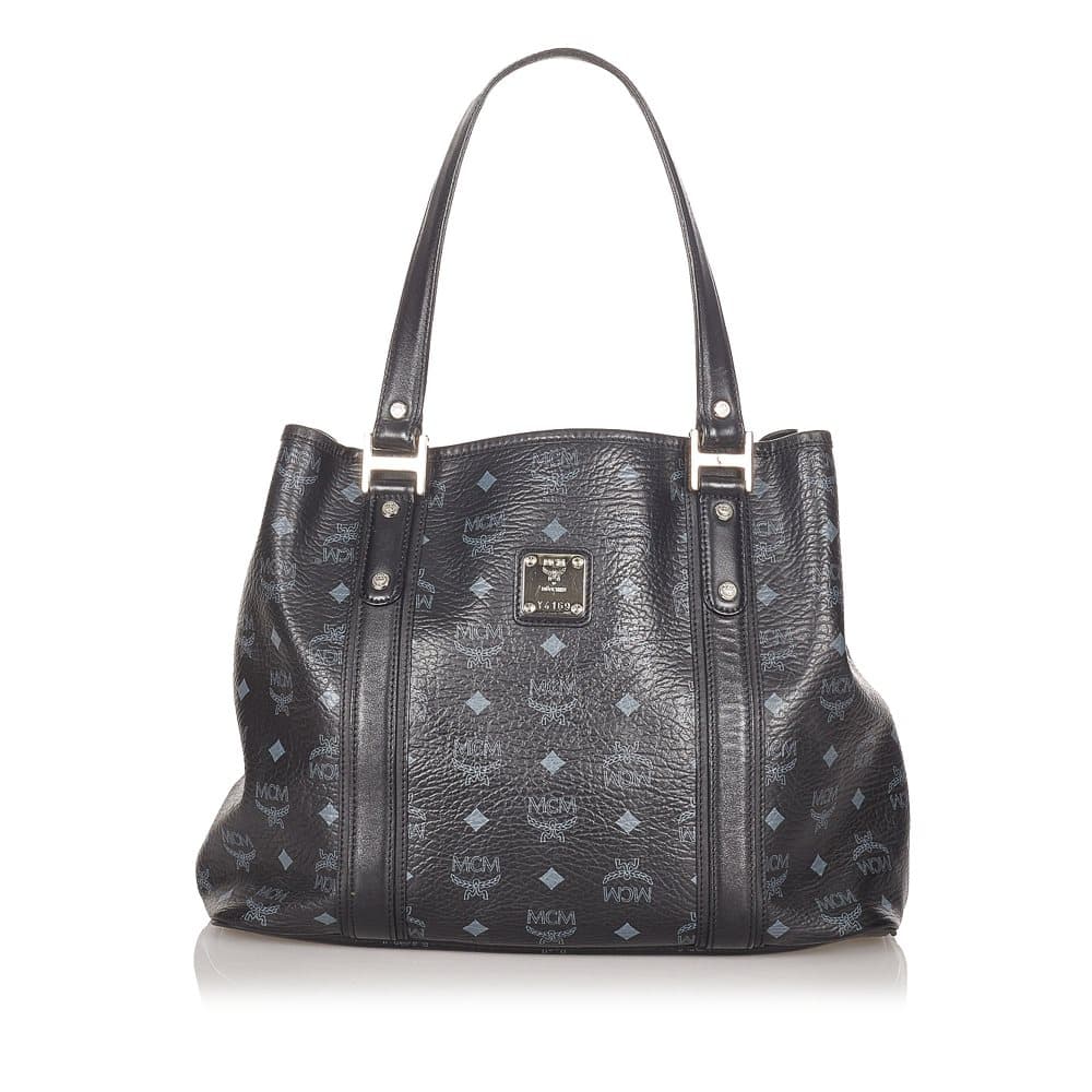 Pre-owned MCM Visetos Leather Tote Bag Black