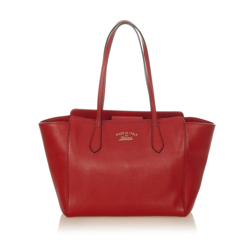 Pre-owned Gucci Swing Leather Tote Bag Red