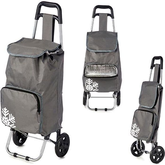 Hopfällbar shoppingvagn med högkvalitativ termoväska och bekvämt handtag