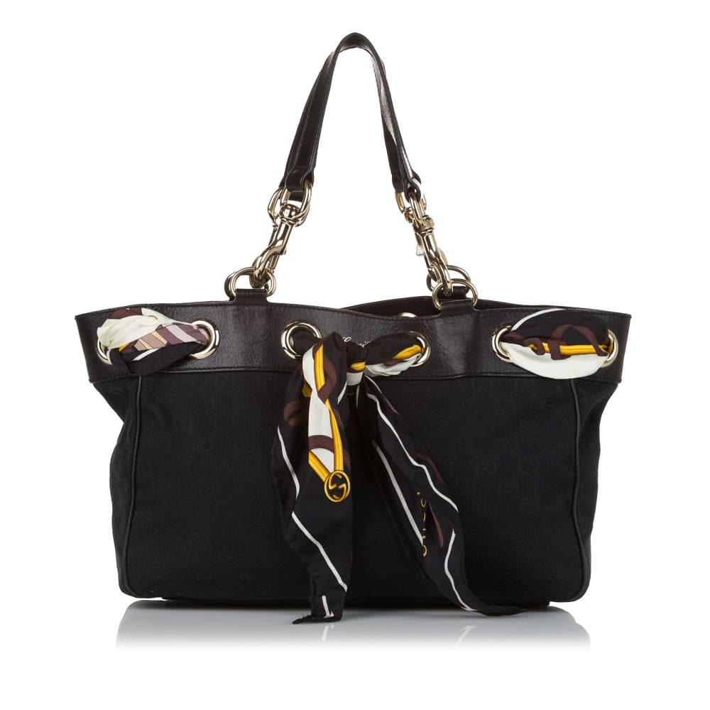 Pre-owned Gucci GG Canvas Positano Tote Bag Black