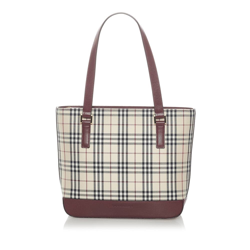 Pre-owned Burberry House Check Canvas Tote Bag Brown