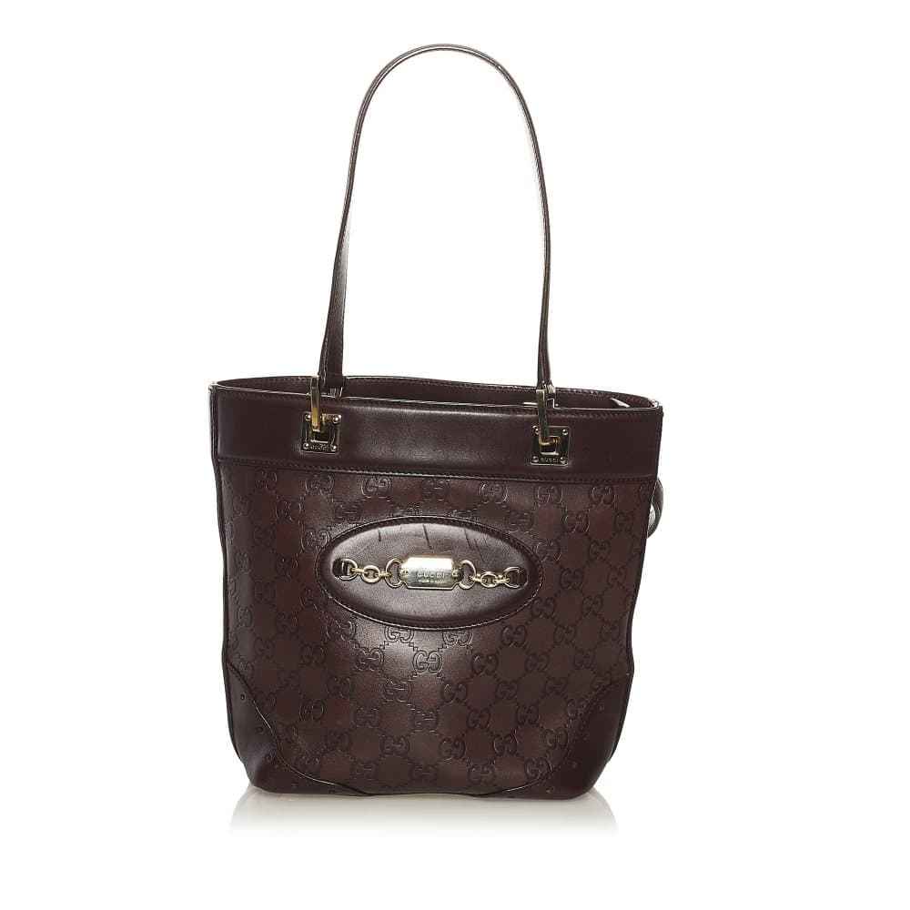 Pre-owned Gucci Guccissima Punch Leather Tote Bag Brown