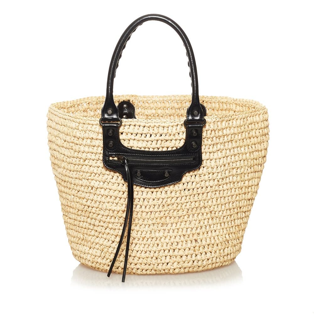 Pre-owned Balenciaga Panier Raffia Tote Bag Brown