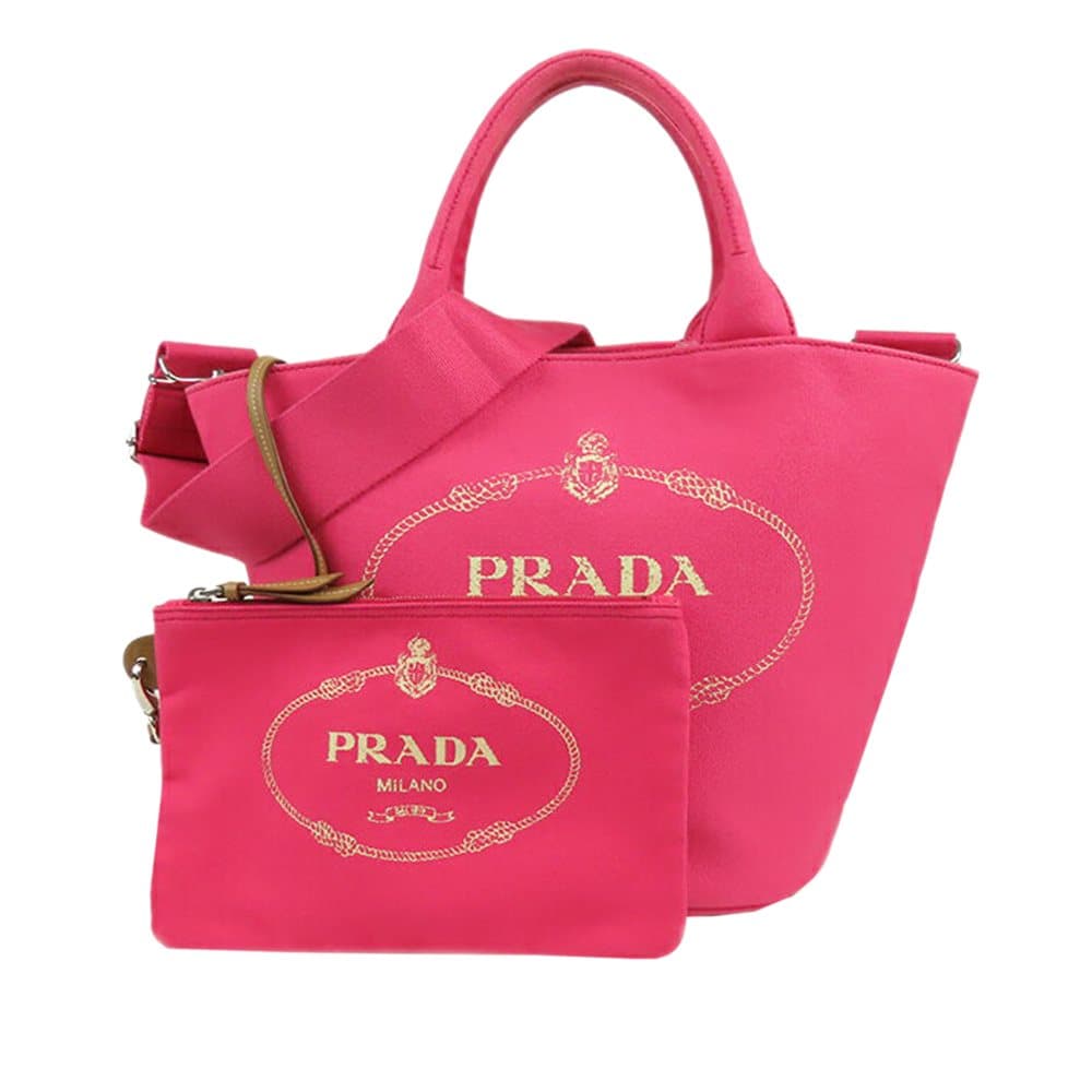 Pre-owned Prada Canapa Logo Tote Bag Pink