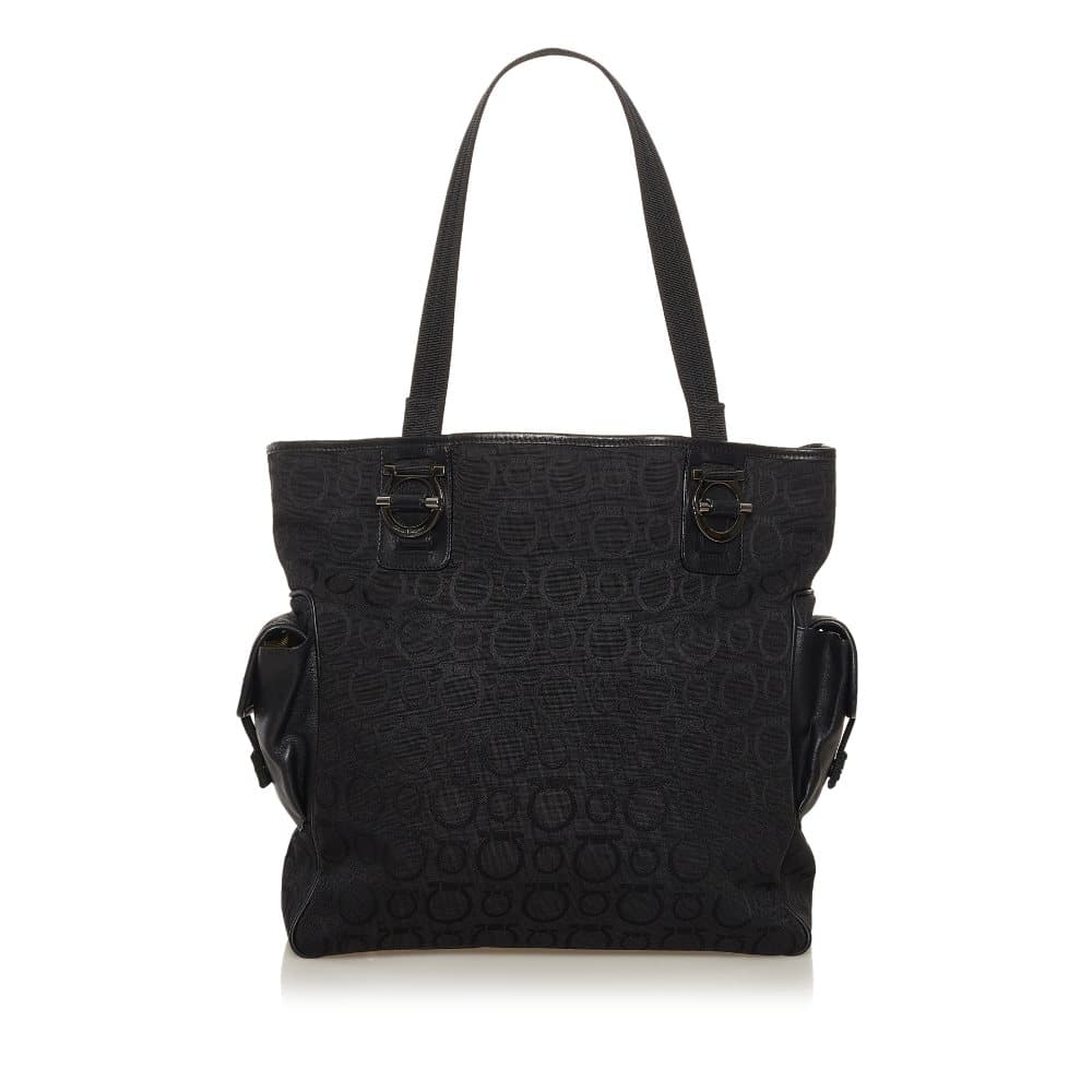 Pre-owned Ferragamo Gancini Tote Bag Black