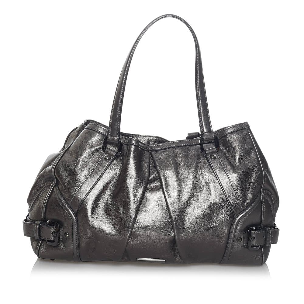 Pre-owned Burberry Leather Tote Bag Silver