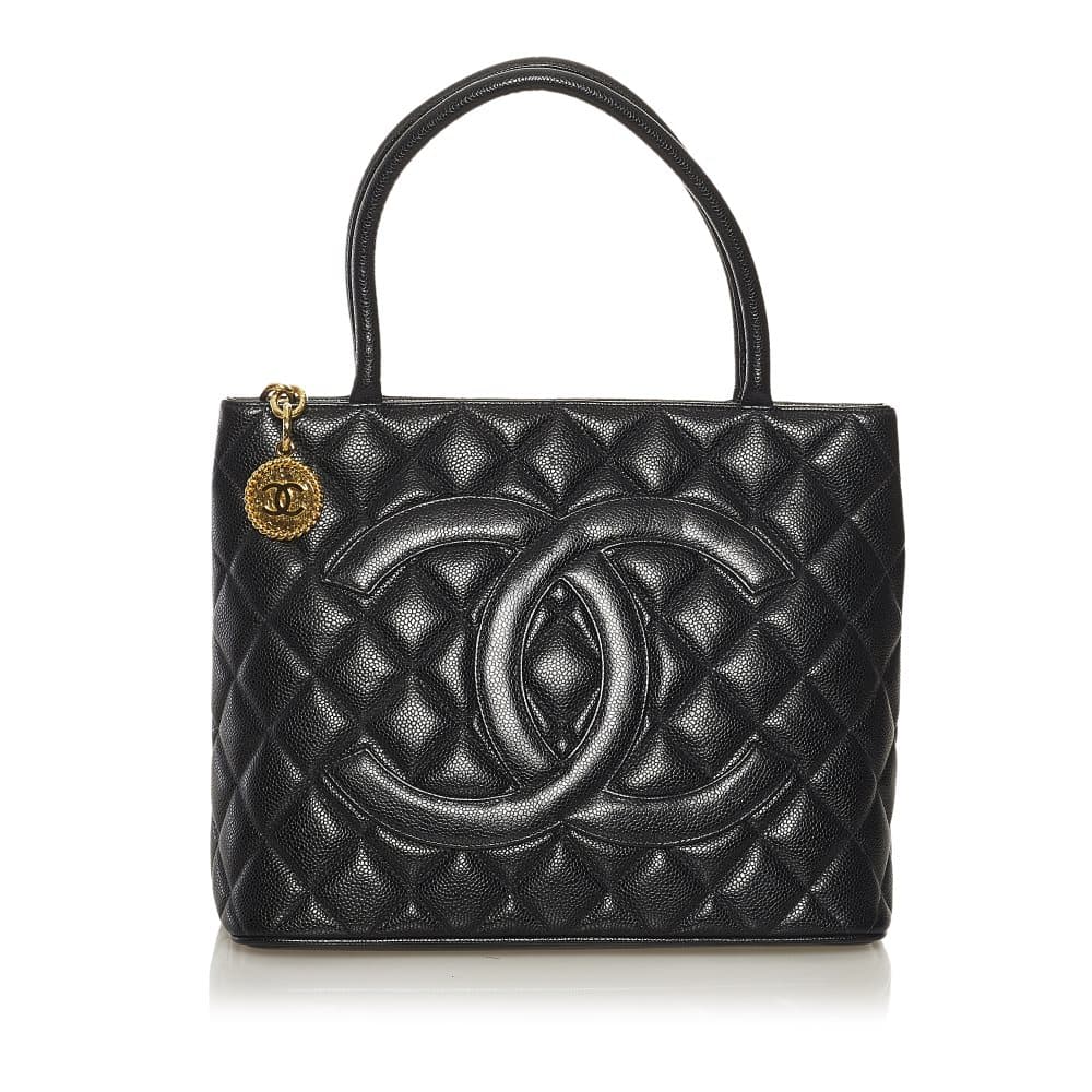 Pre-owned Chanel Caviar Medallion Tote Bag Black