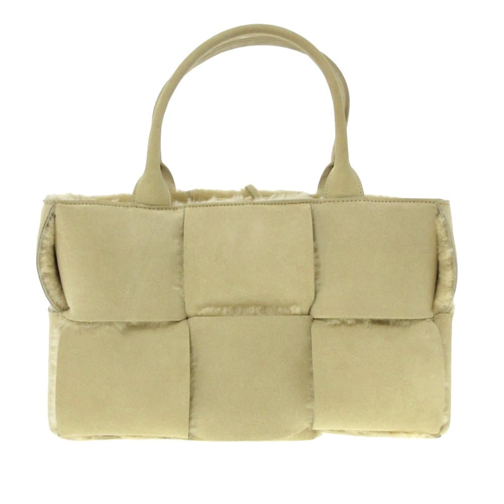 Pre-owned Bottega Veneta Shearling Small Arco Tote Brown