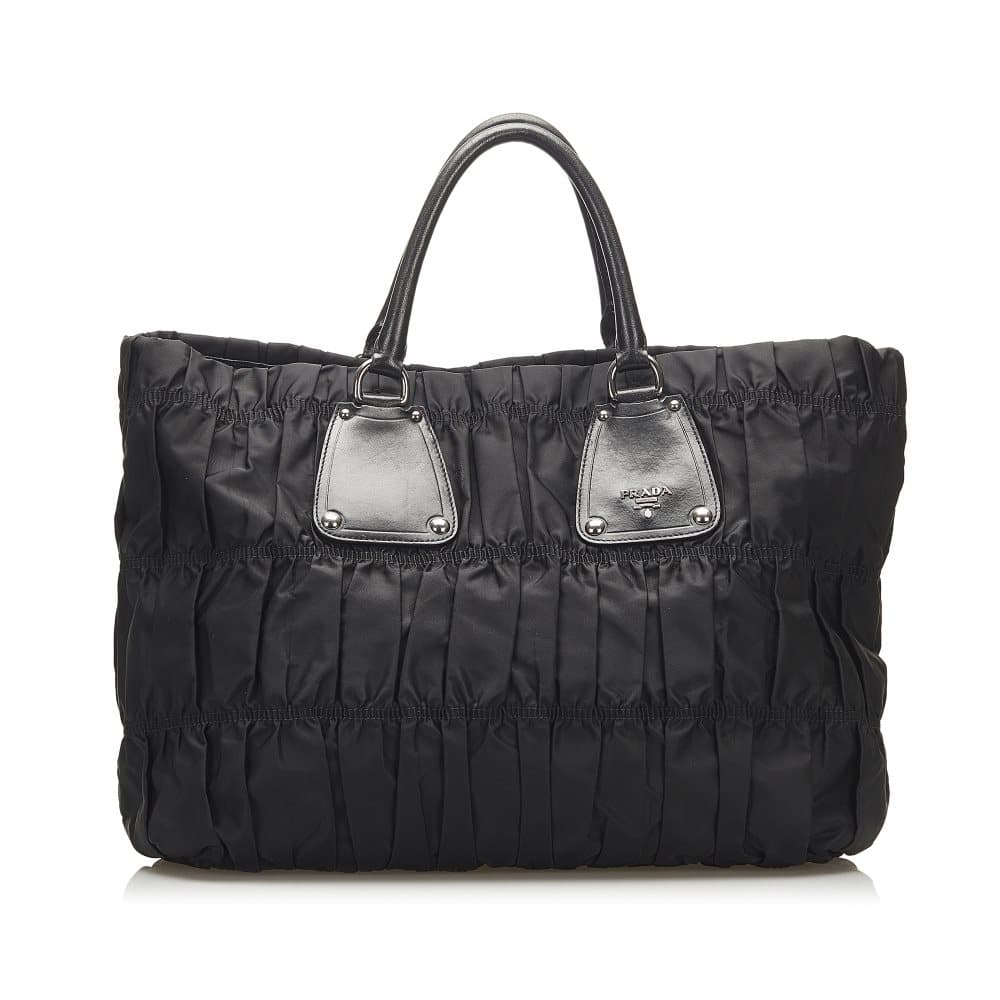 Pre-owned Prada Tessuto Gaufre Tote Bag Black