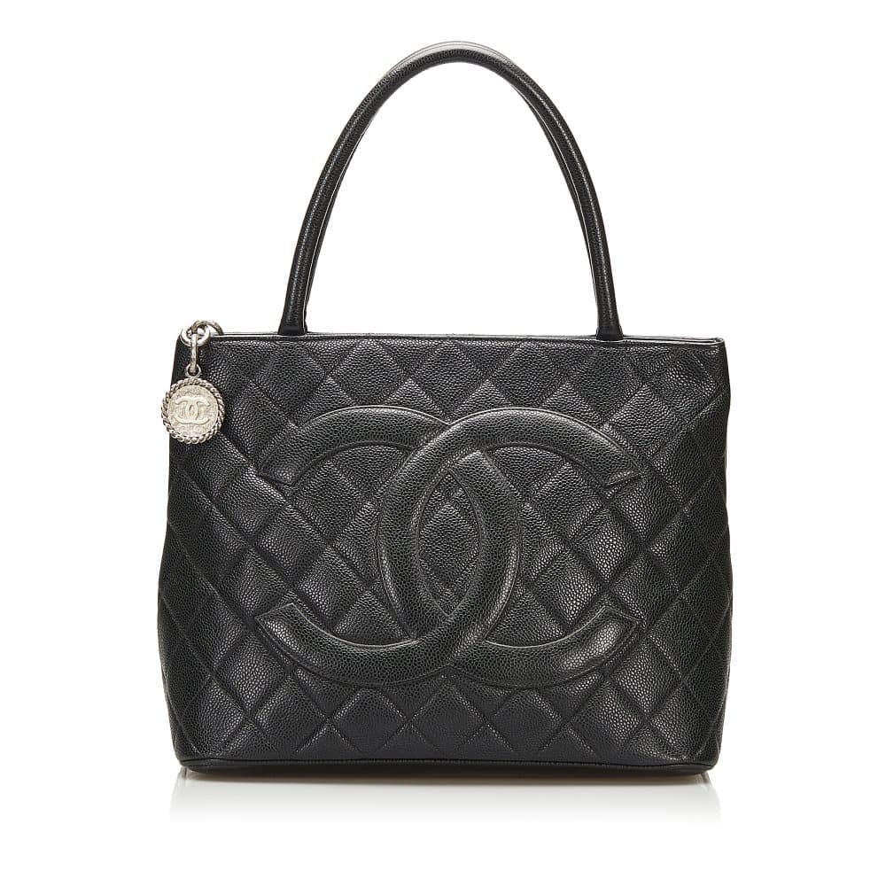 Pre-owned Chanel Caviar Medallion Tote Bag Black
